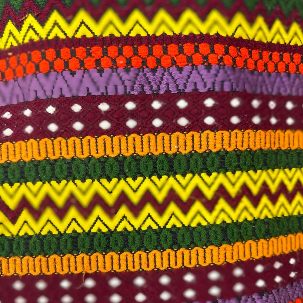 VINTAGE Woven blanket throw wall hanging wool fringe 70s decor boho Aztec 34”x75 - Picture 5 of 10